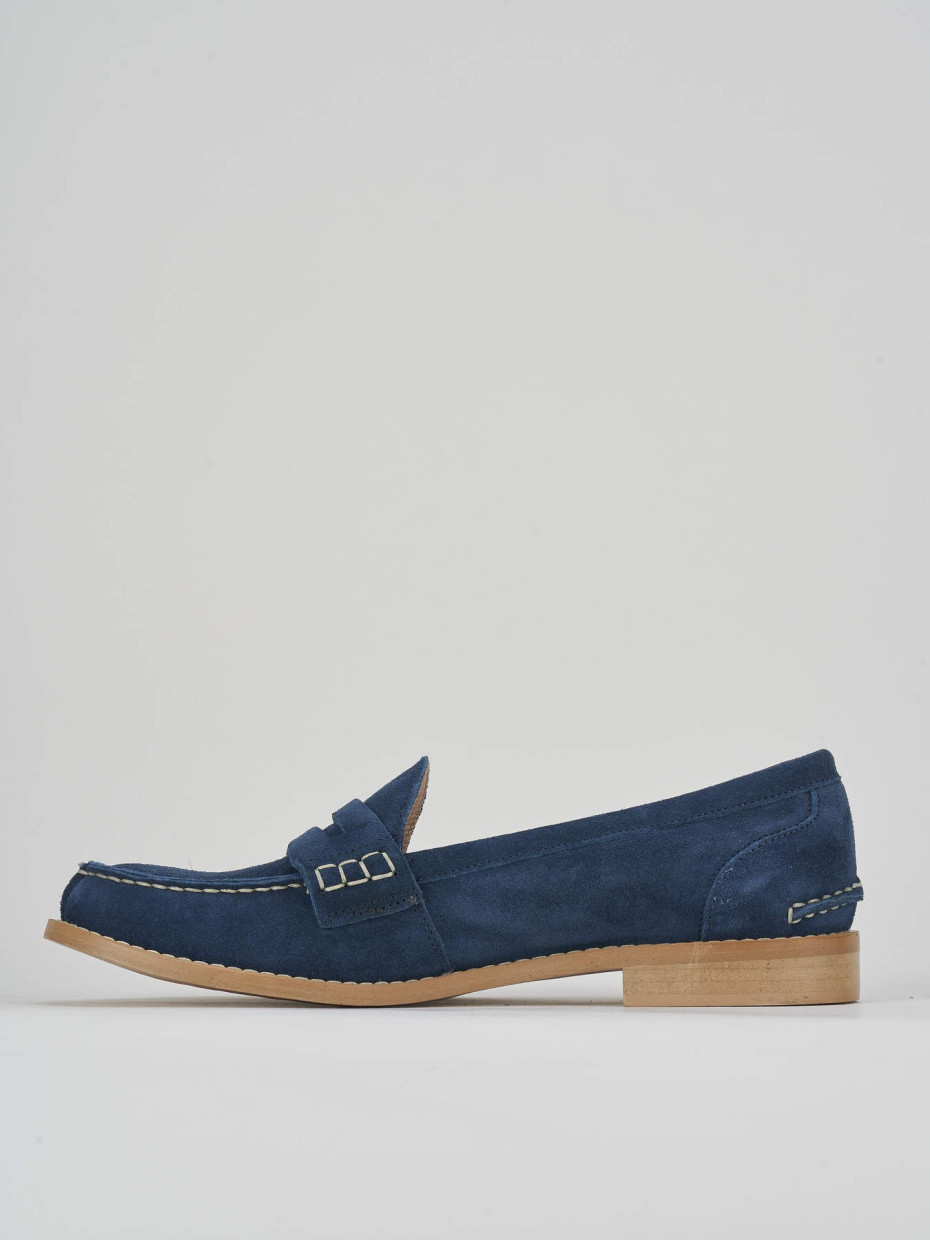 Loafers heel 2 cm blu suede