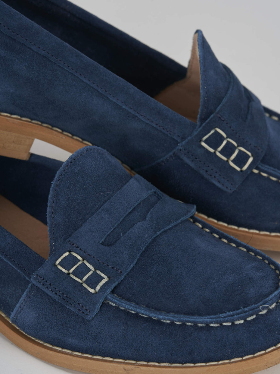 Loafers heel 2 cm blu suede