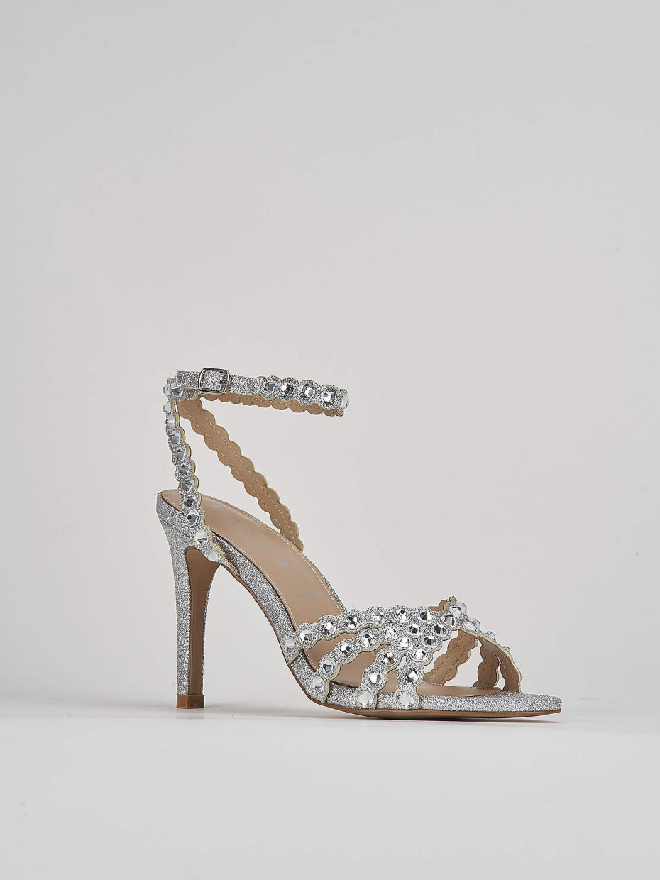 Sandali tacco 9cm glitter argento Barca Stores