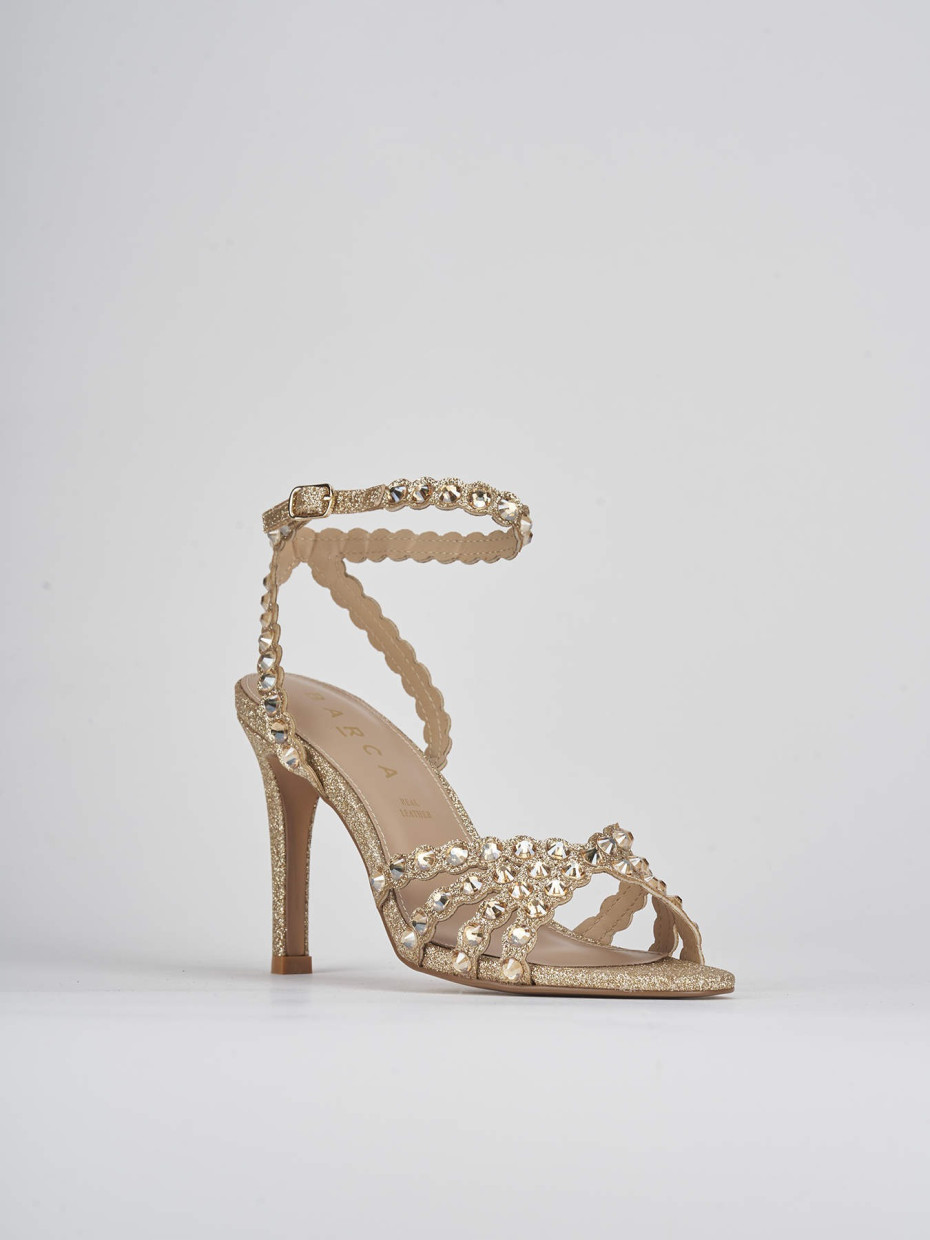 High heel sandals heel 9 cm gold glitter
