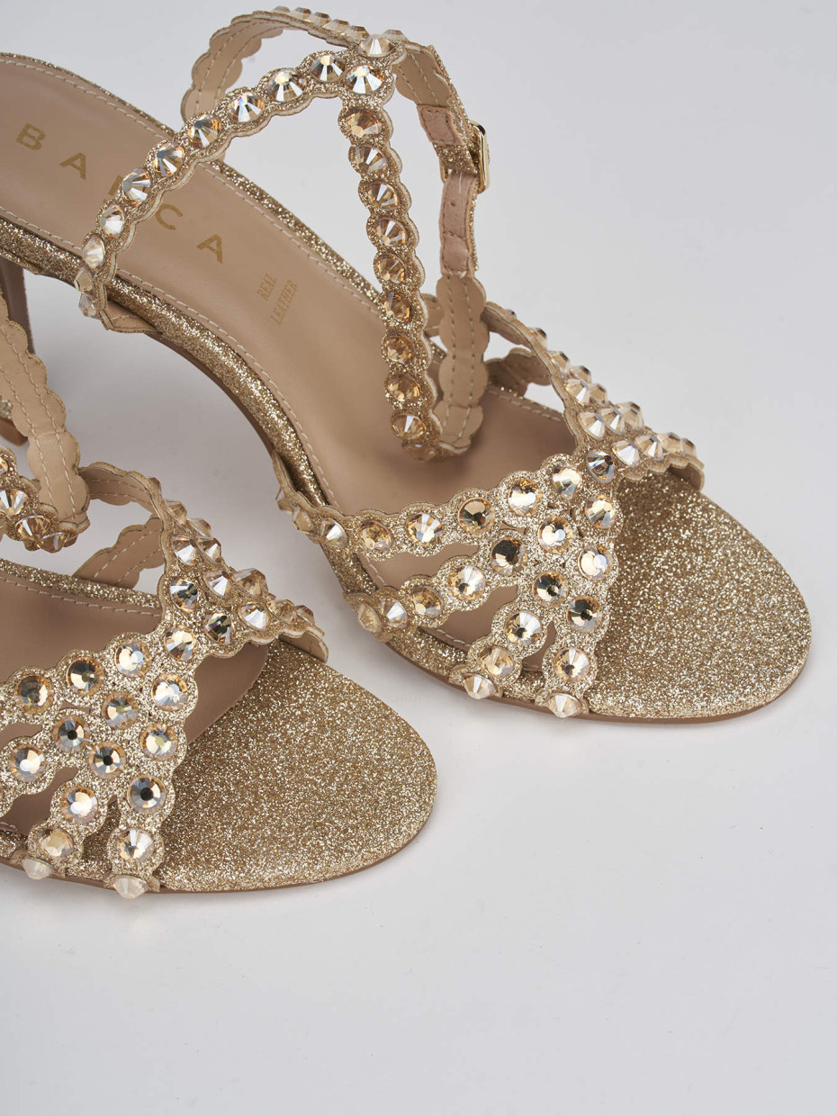 High heel sandals heel 9 cm gold glitter