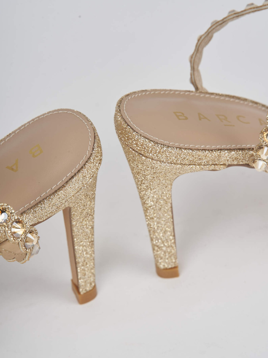 High heel sandals heel 9 cm gold glitter