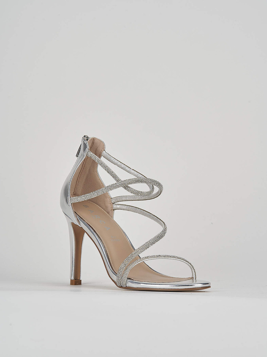 Sandali tacco 9cm pelle argento