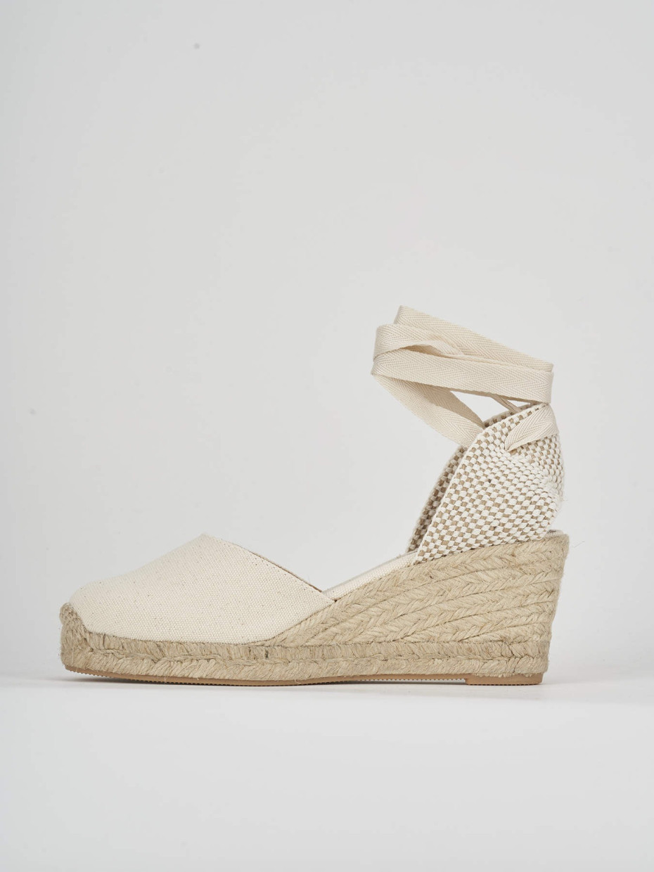 Espadrillas heel 6 cm beige fabric