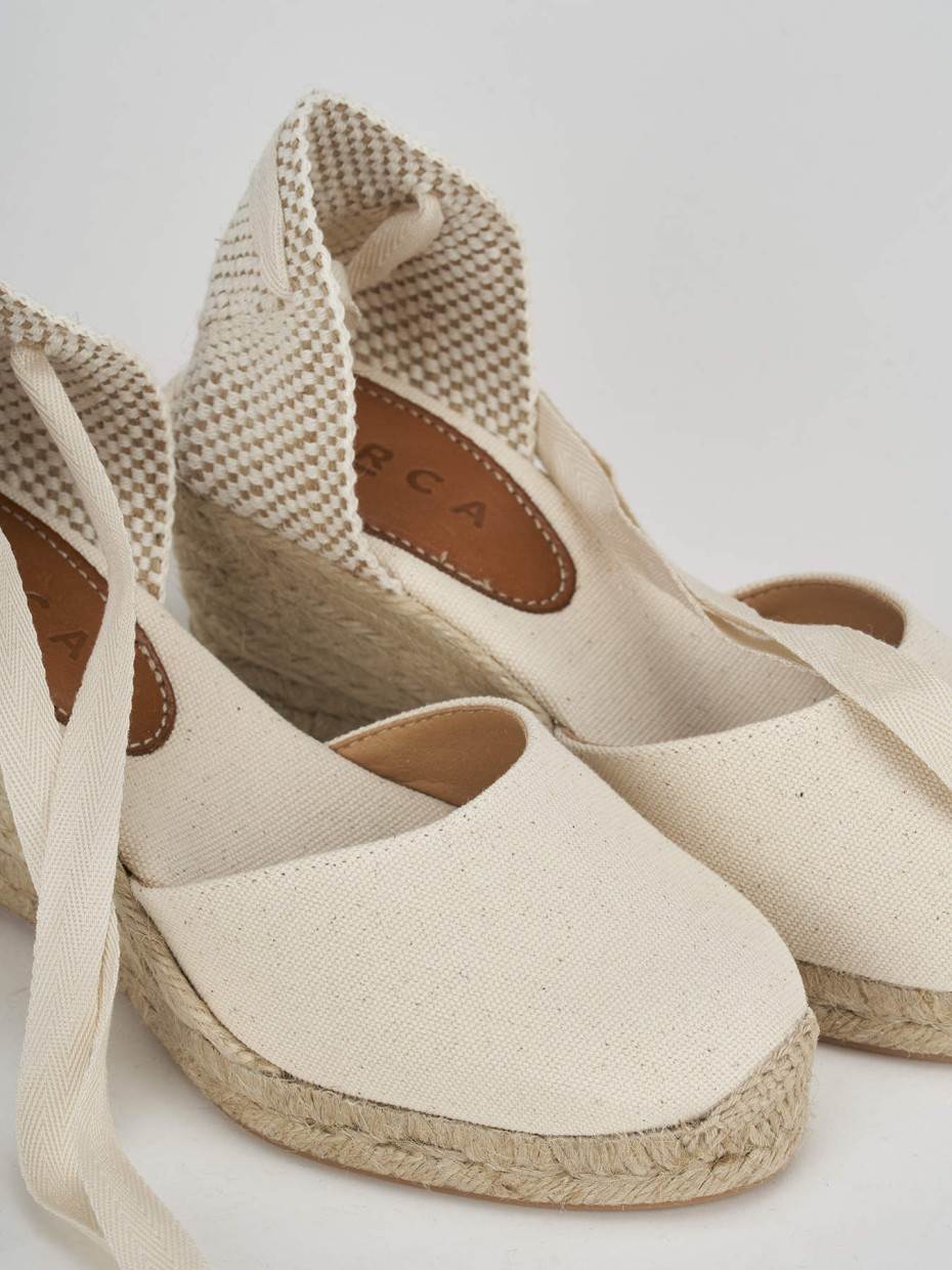 Espadrillas heel 6 cm beige fabric