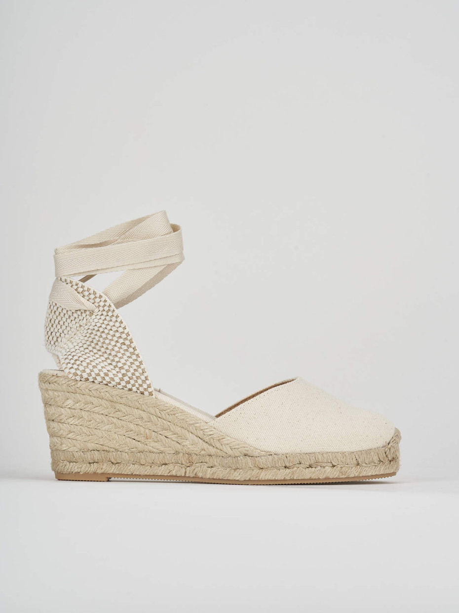 Espadrillas heel 6 cm beige fabric