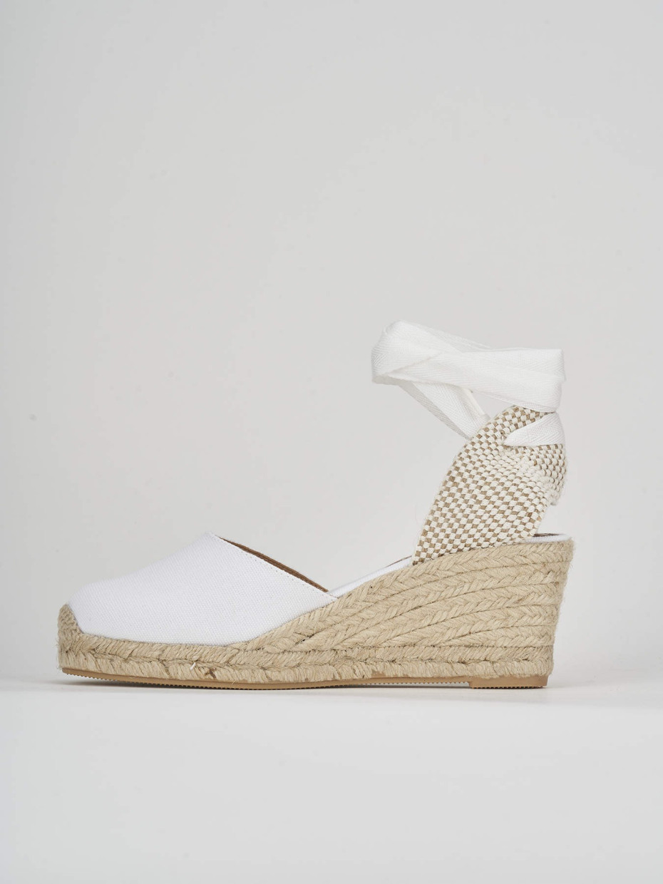 Espadrillas tacco 6cm tessuto bianco