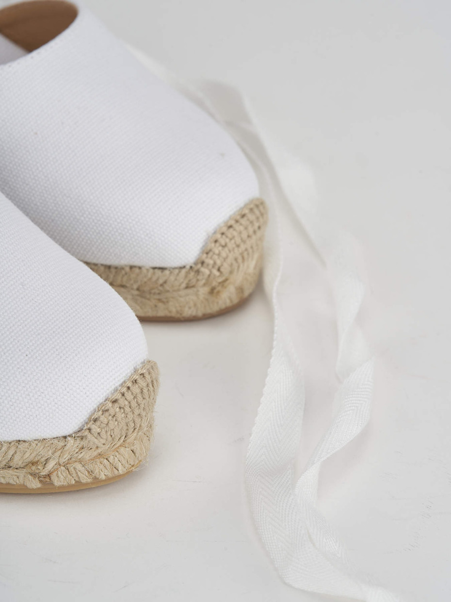 Espadrillas tacco 6cm tessuto bianco