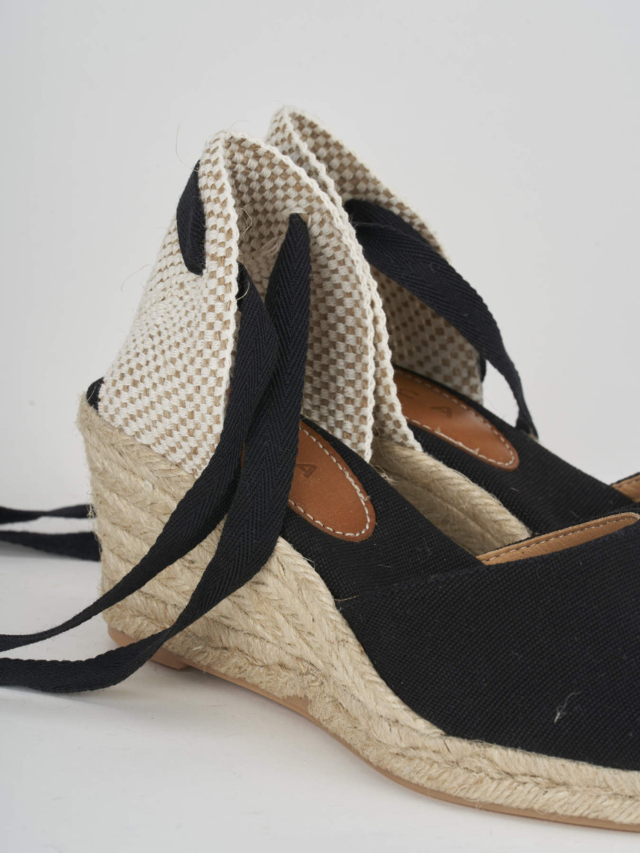 Espadrillas tacco 5cm tessuto nero