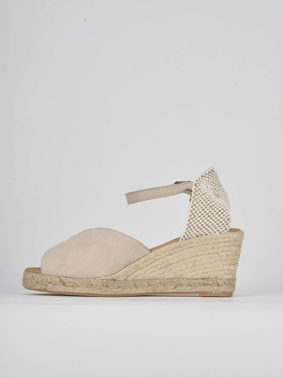 Espadrillas heel 7 cm beige suede