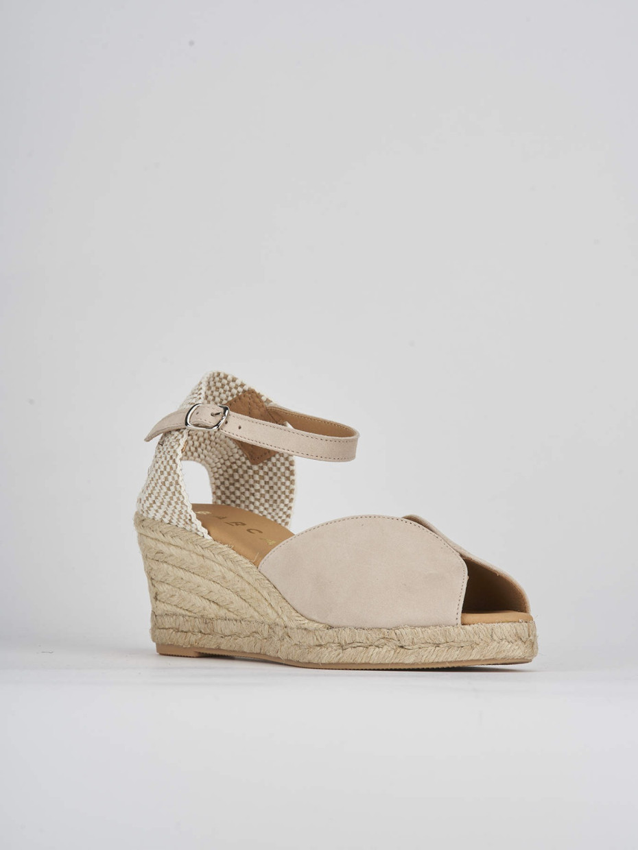 Espadrillas tacco 7cm camoscio beige Barca Stores