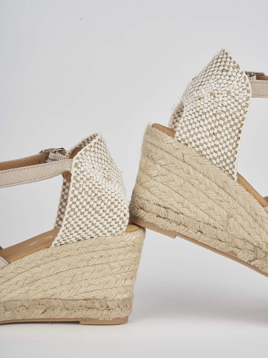 Espadrillas tacco 7cm camoscio beige