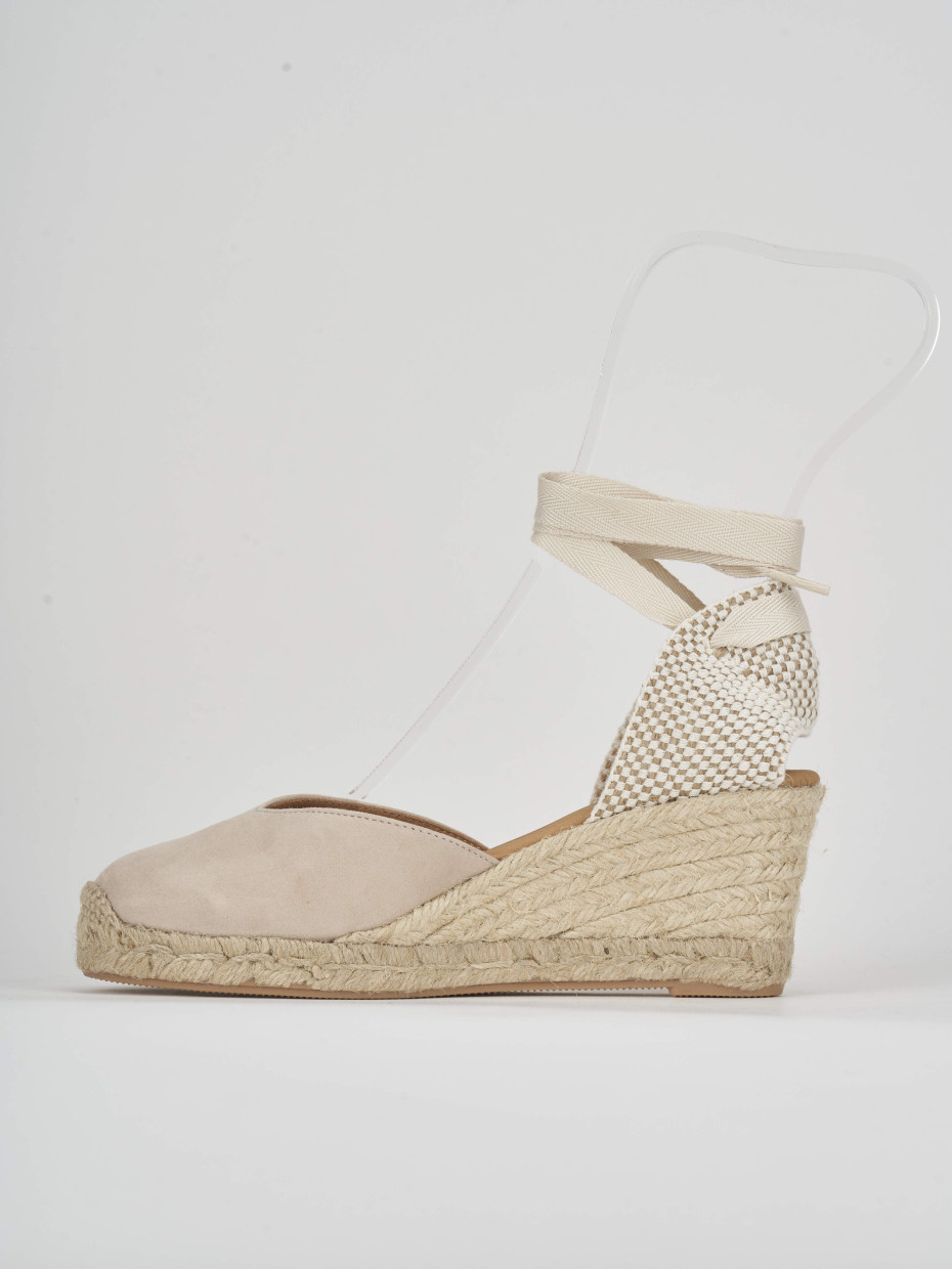 Espadrillas tacco 6cm camoscio beige