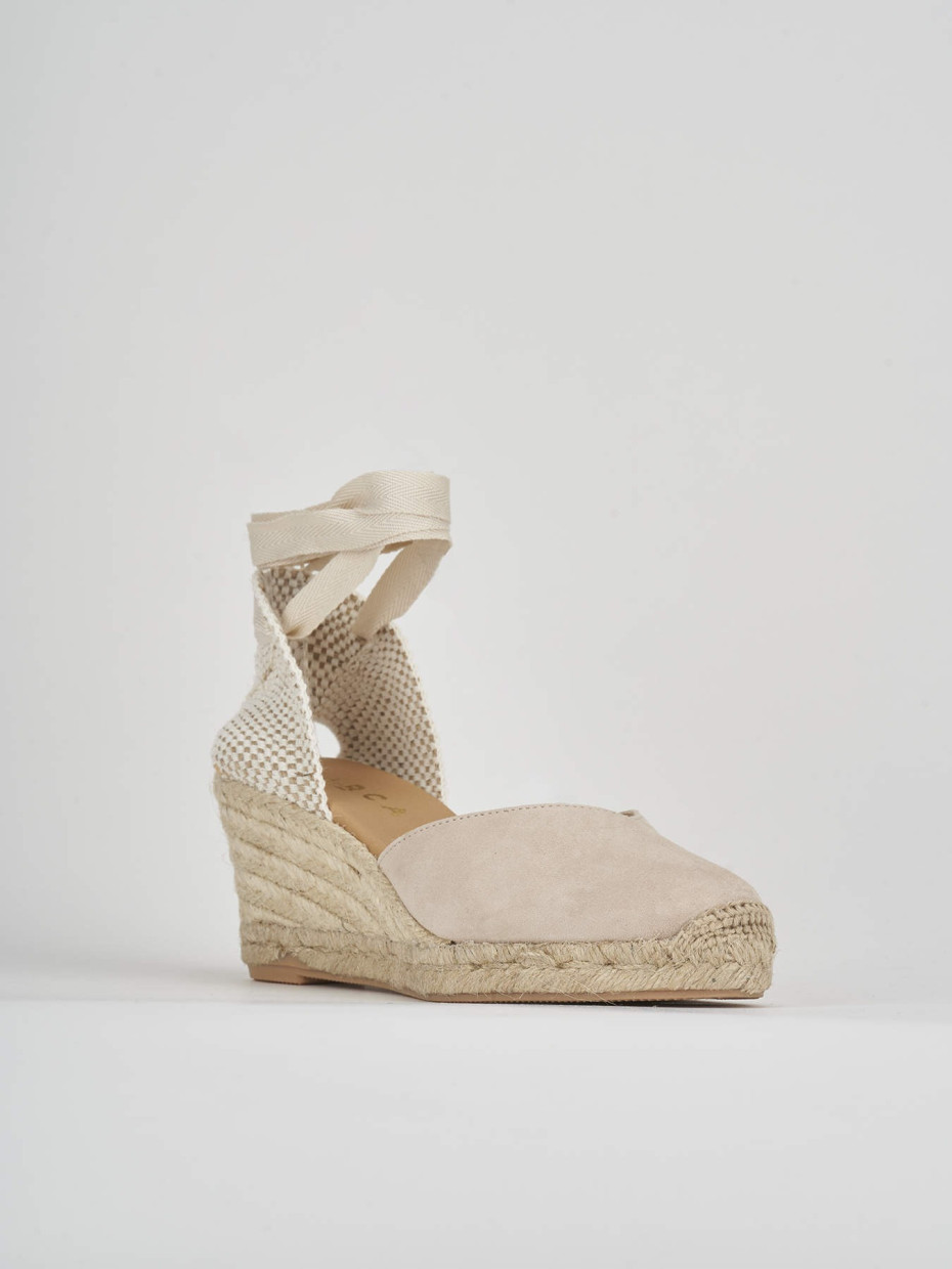 Espadrillas heel 6 cm beige suede