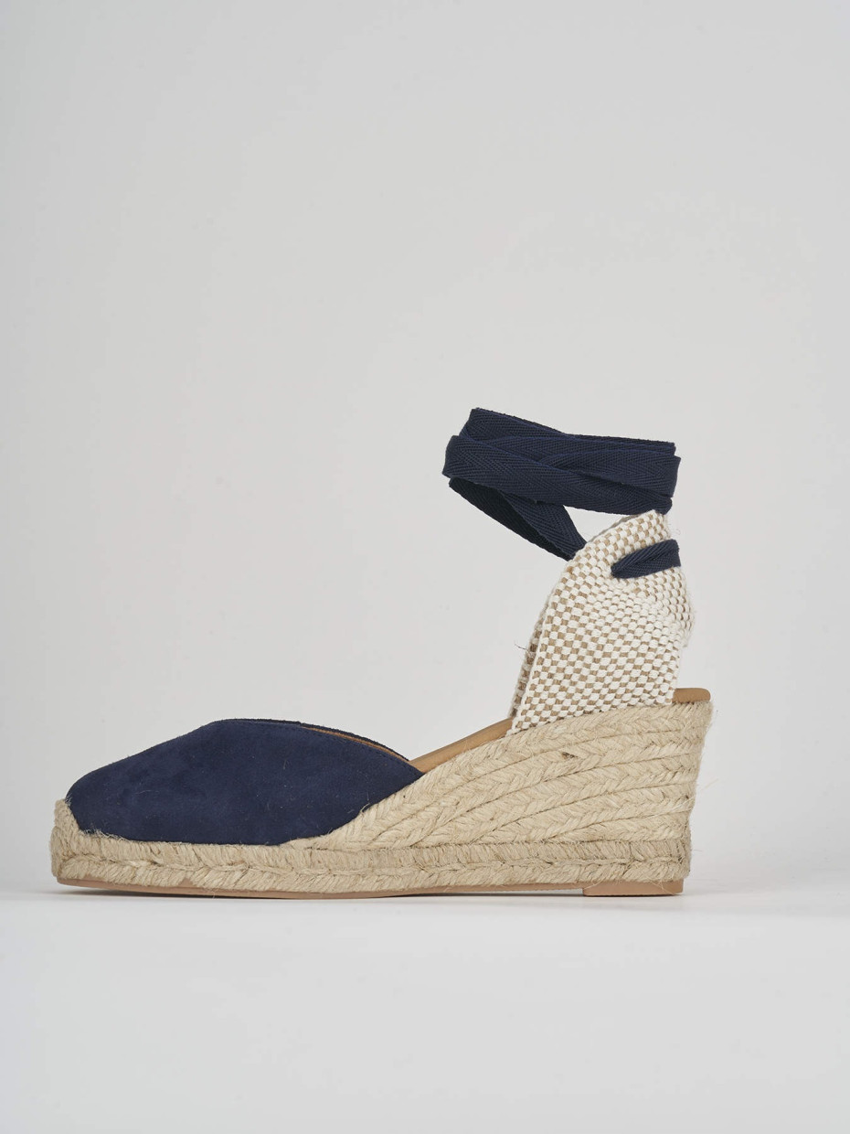 Espadrillas tacco 6cm camoscio blu Barca Stores