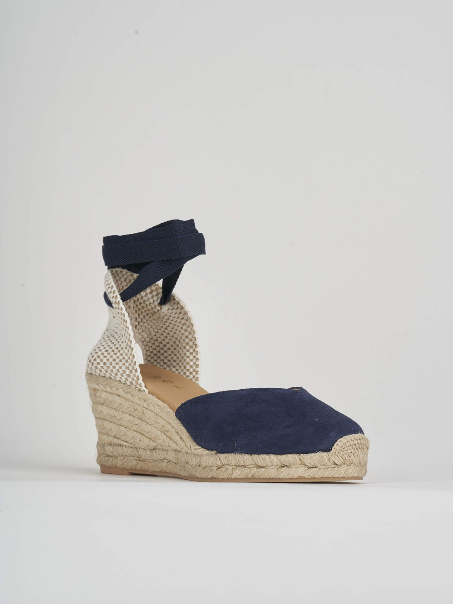 Espadrillas heel 6 cm blu suede