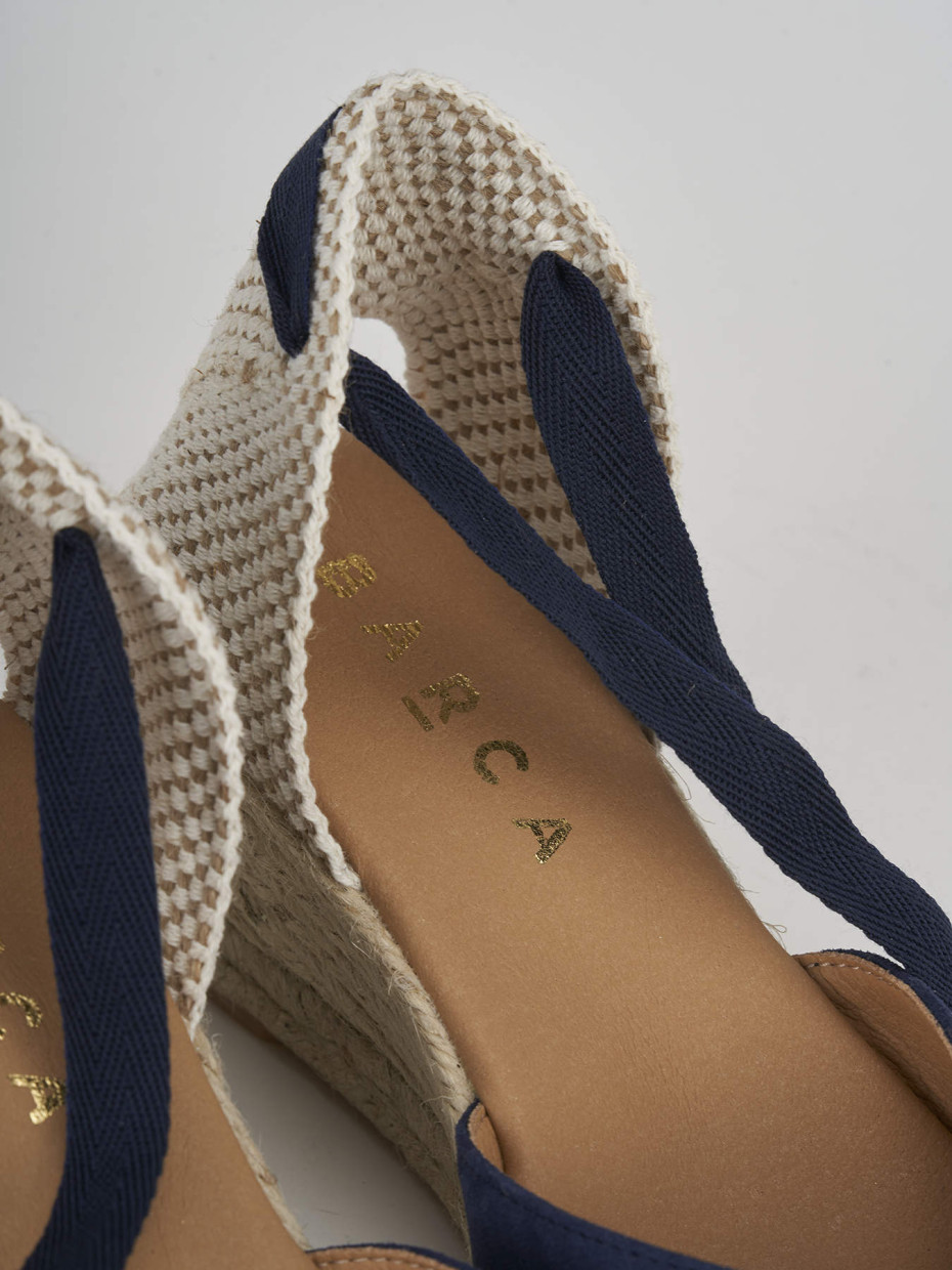 Espadrillas woman heel 6 cm blu suede Barca Stores