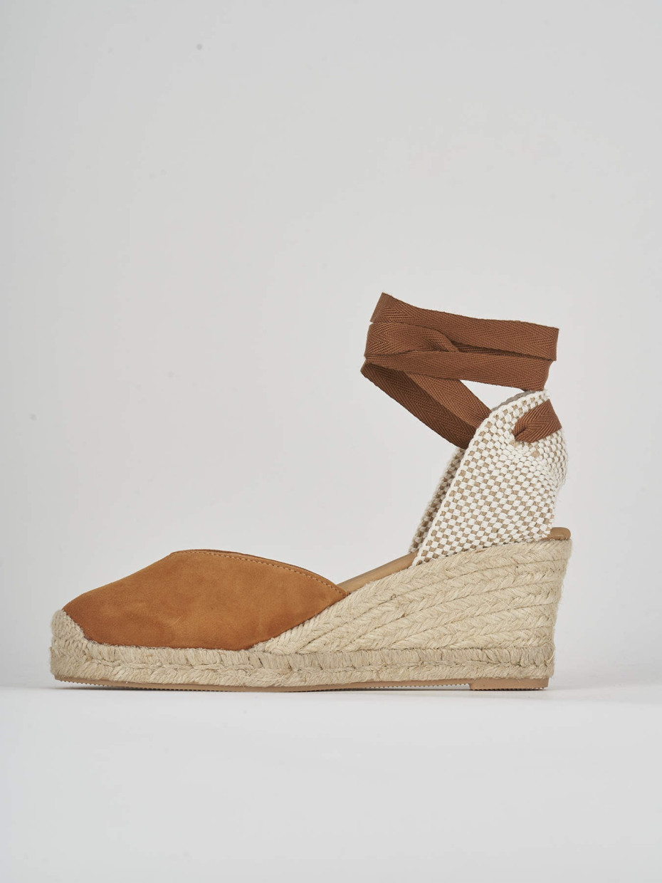 Espadrillas tacco 6cm camoscio marrone