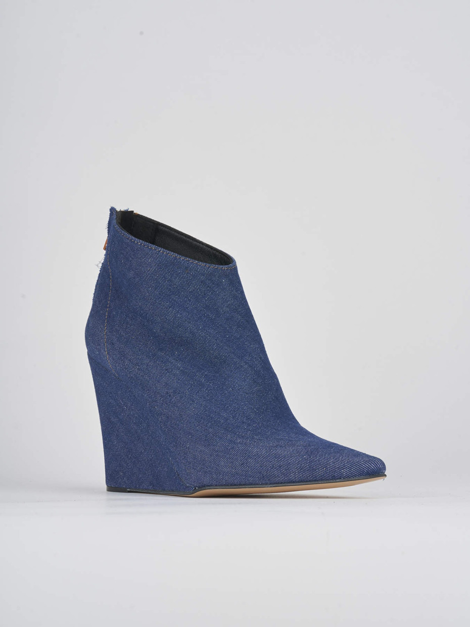 High heel ankle boots heel 9 cm blu fabric