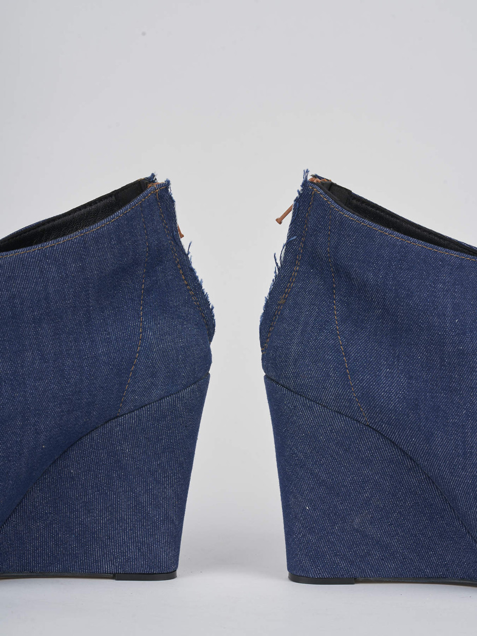High heel ankle boots heel 9 cm blu fabric