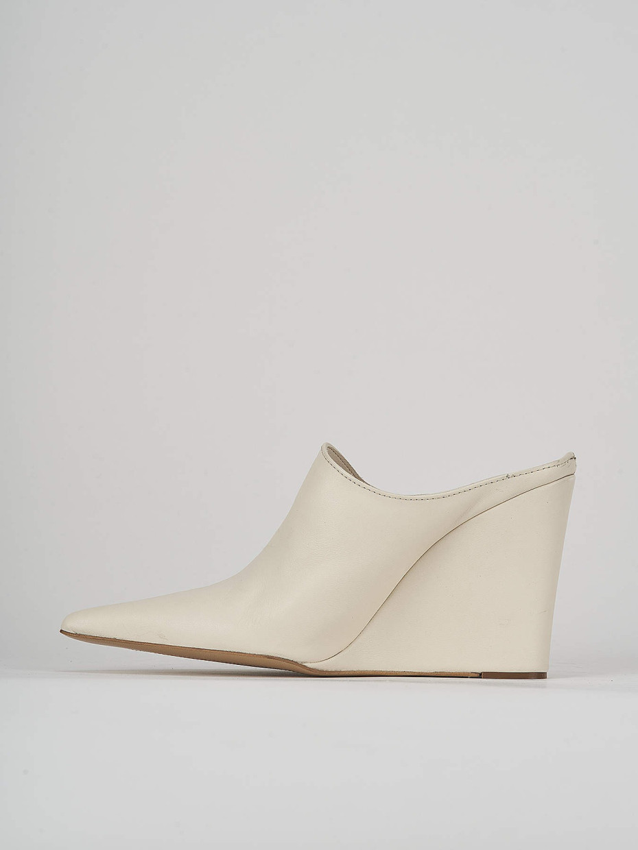 Sabot heel 9 cm white leather