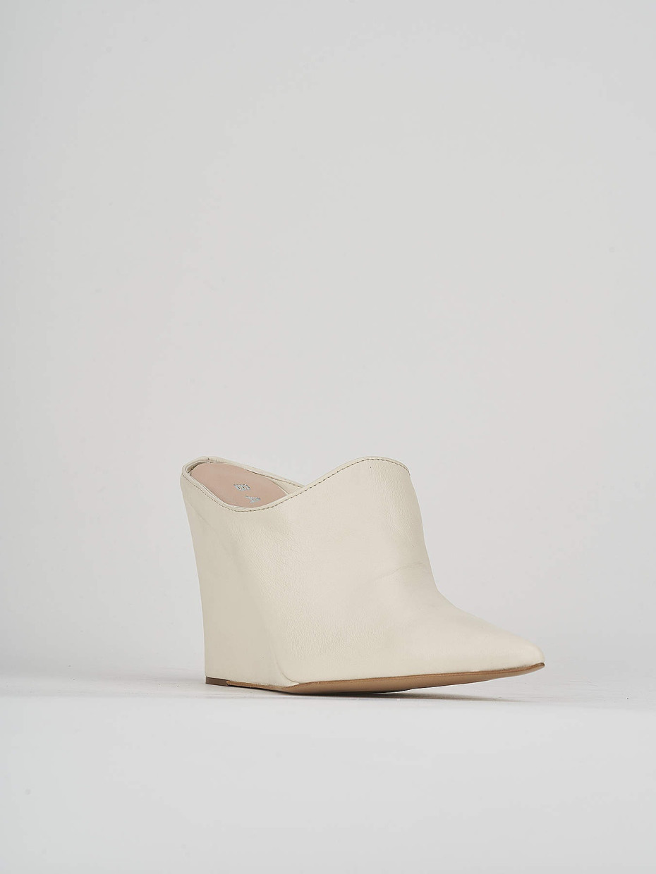 Sabot heel 9 cm white leather