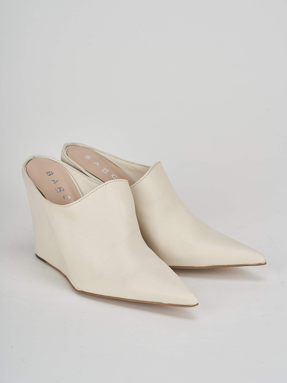 Sabot heel 9 cm white leather