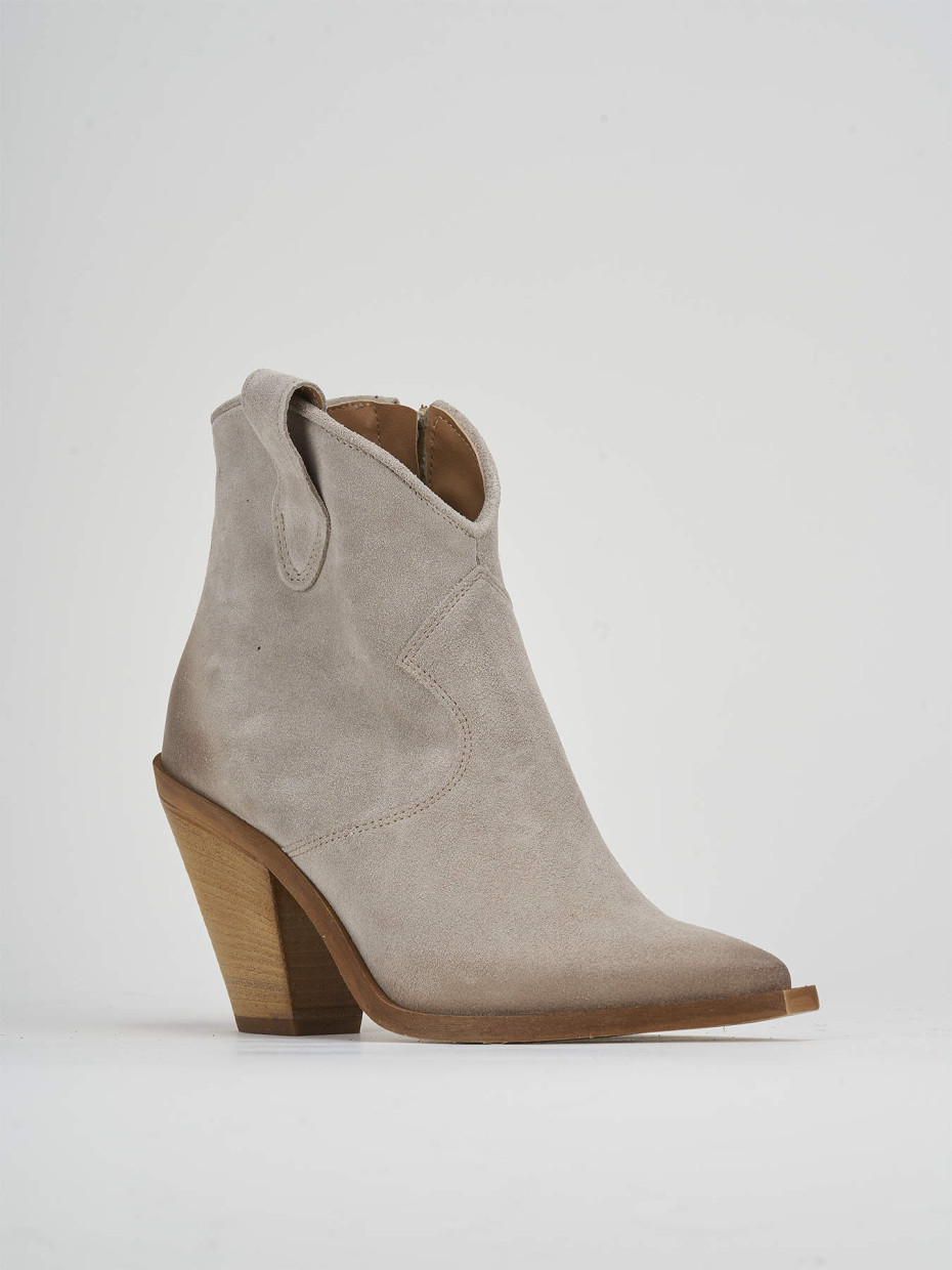 High heel ankle boots heel 7 cm beige suede