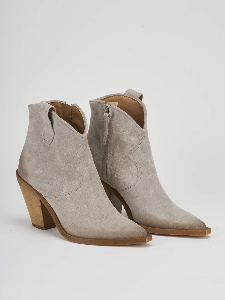 High heel ankle boots heel 7 cm beige suede