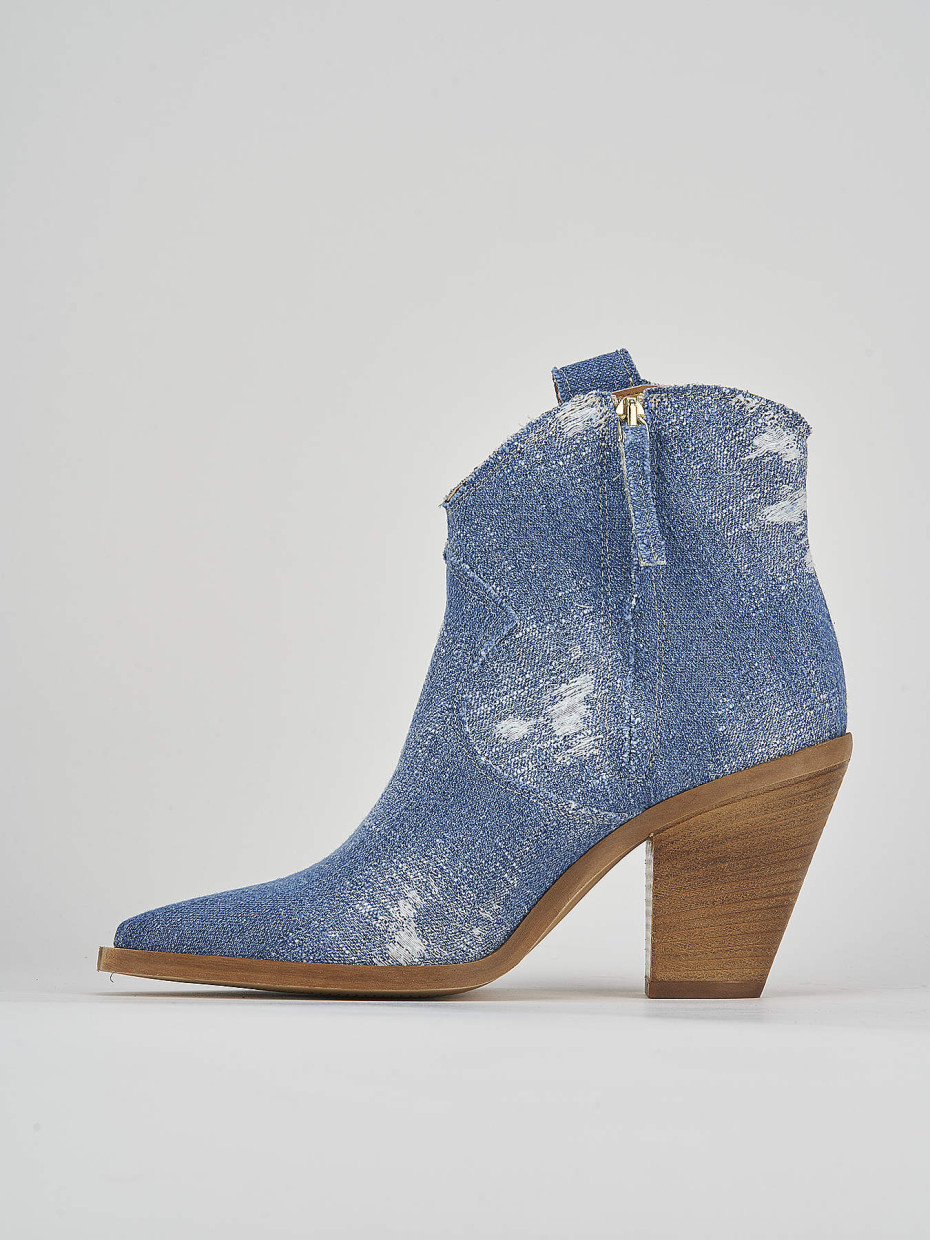 High heel ankle boots heel 7 cm jeans fabric