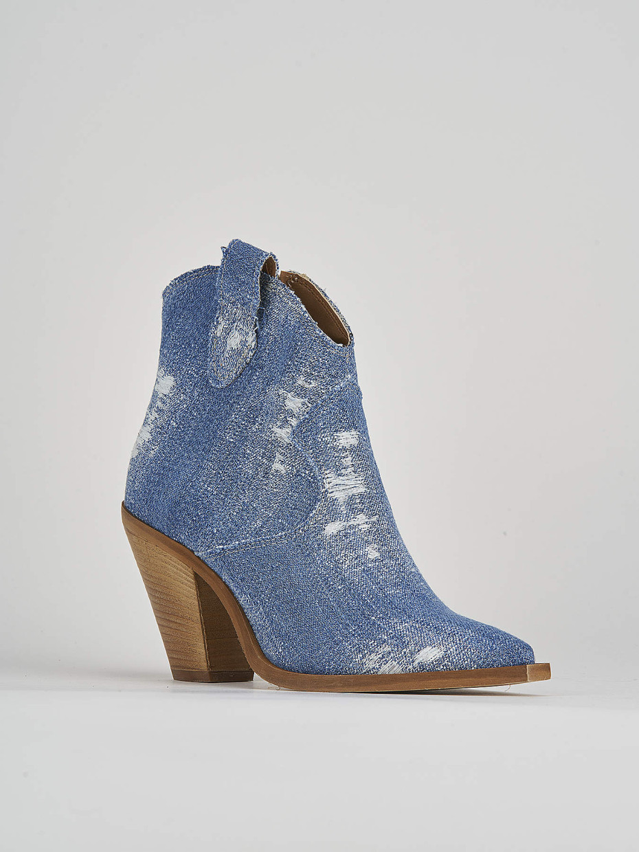 High heel ankle boots heel 7 cm jeans fabric