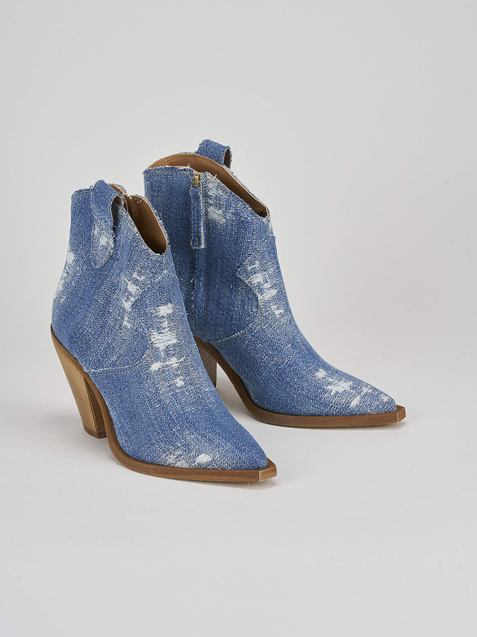 High heel ankle boots heel 7 cm jeans fabric