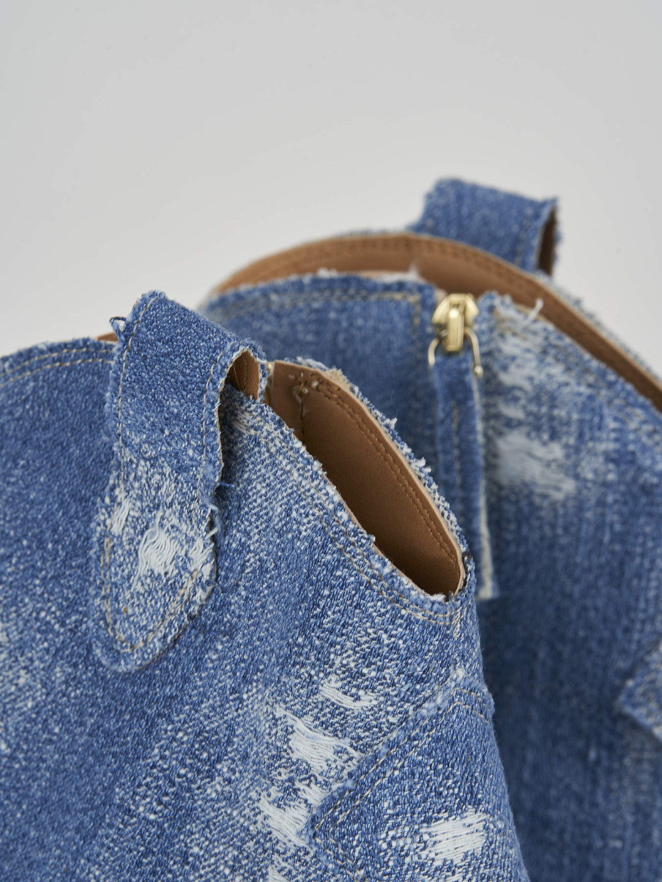 Stivaletto texano tacco 7 cm jeans tessuto