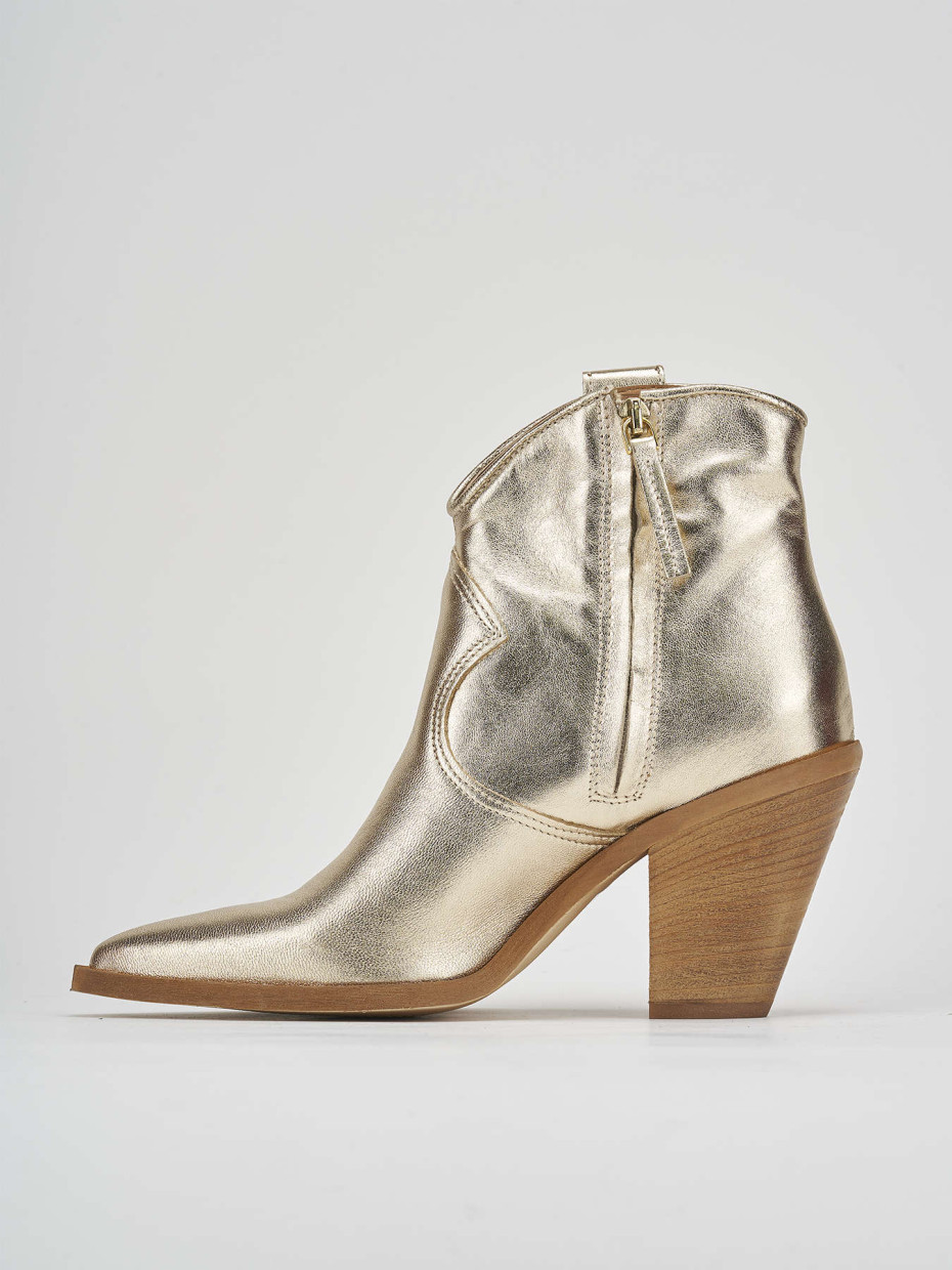 High heel ankle boots heel 7 cm gold laminated