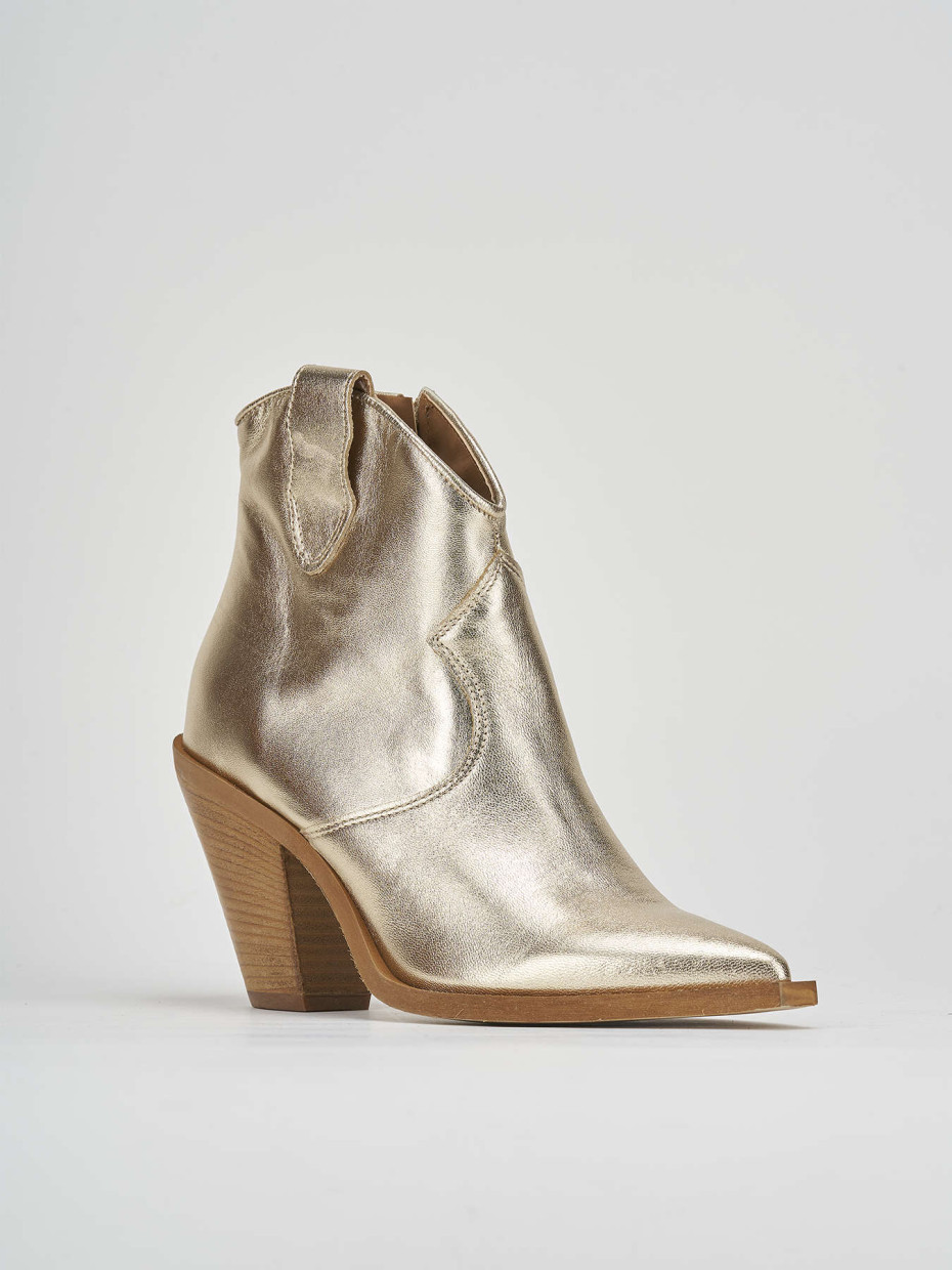 High heel ankle boots heel 7 cm gold laminated