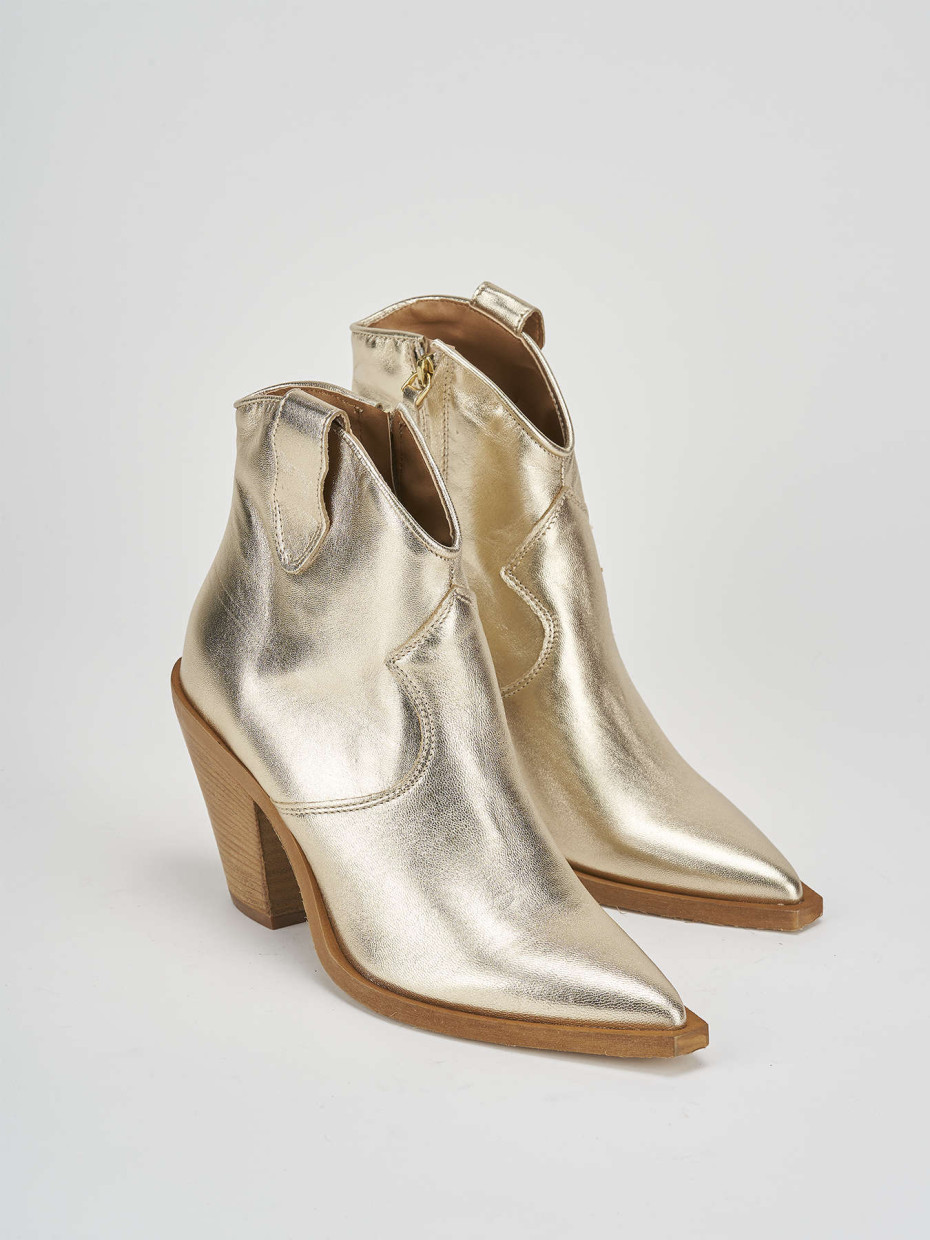 High heel ankle boots heel 7 cm gold laminated