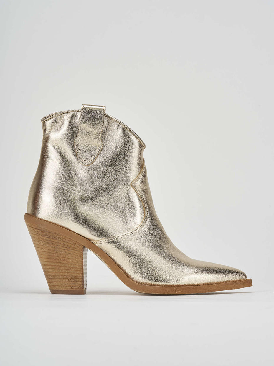 High heel ankle boots heel 7 cm gold laminated