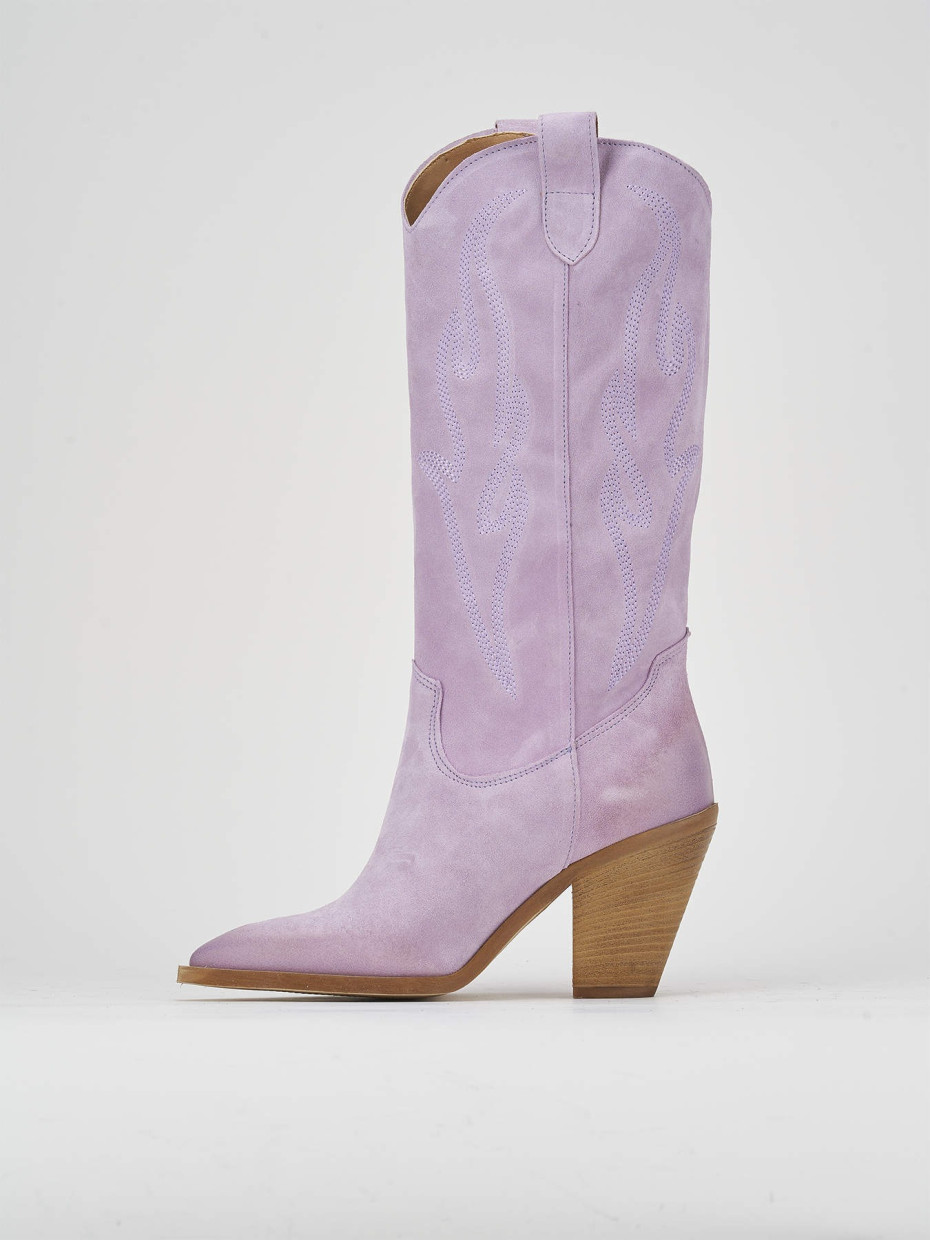 High heel boots heel 7 cm pink suede