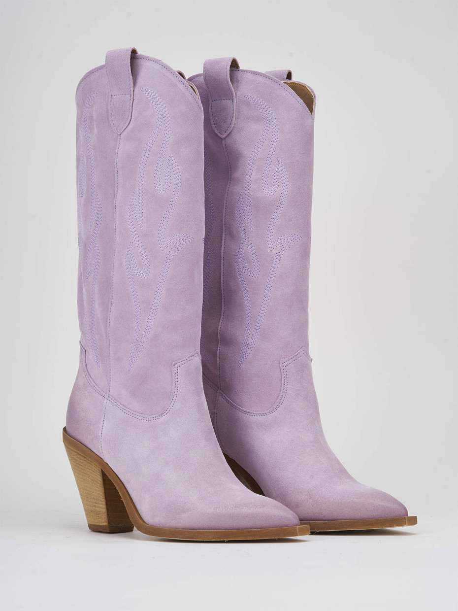 High heel boots heel 7 cm pink suede