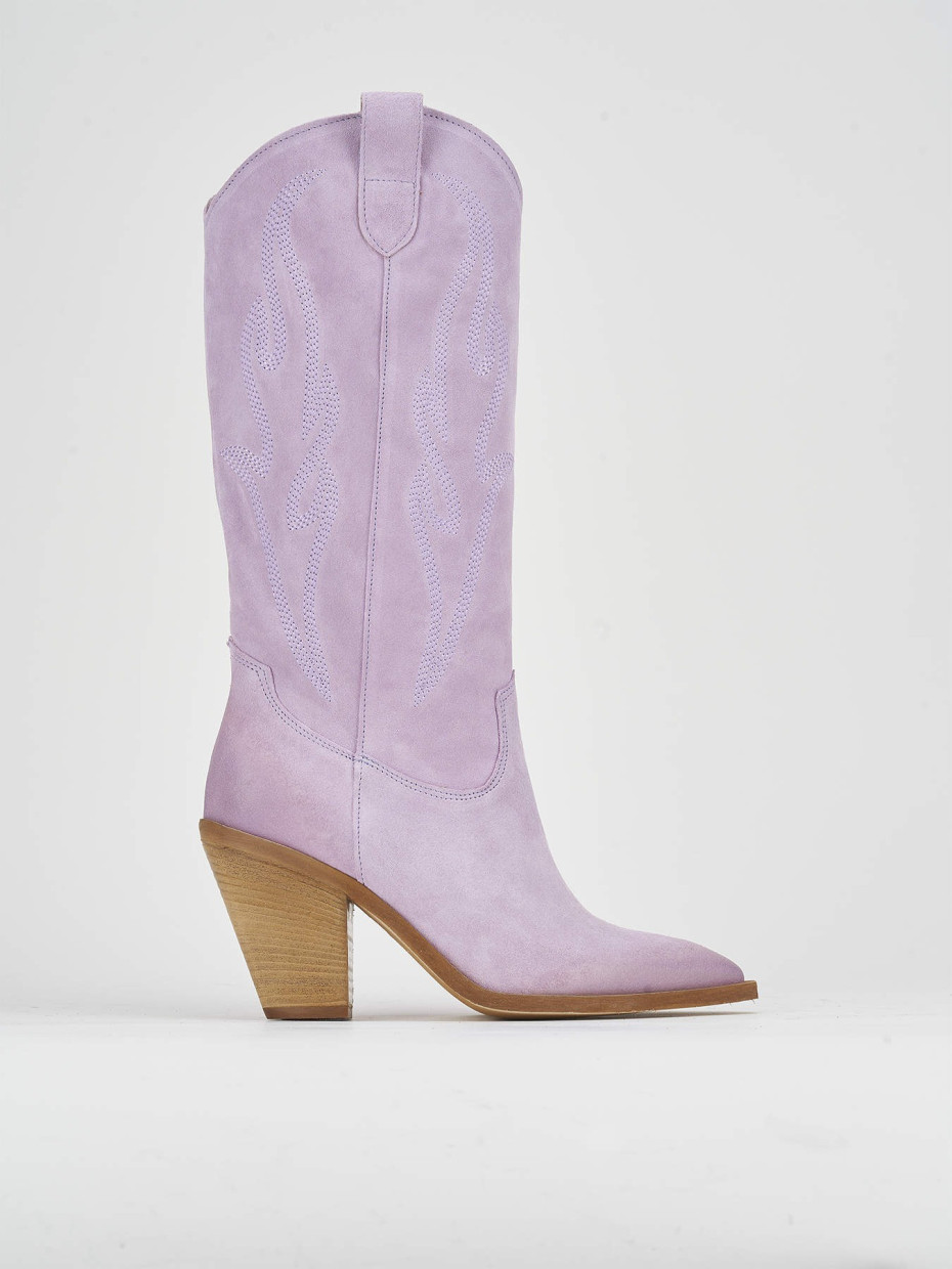High heel boots heel 7 cm pink suede