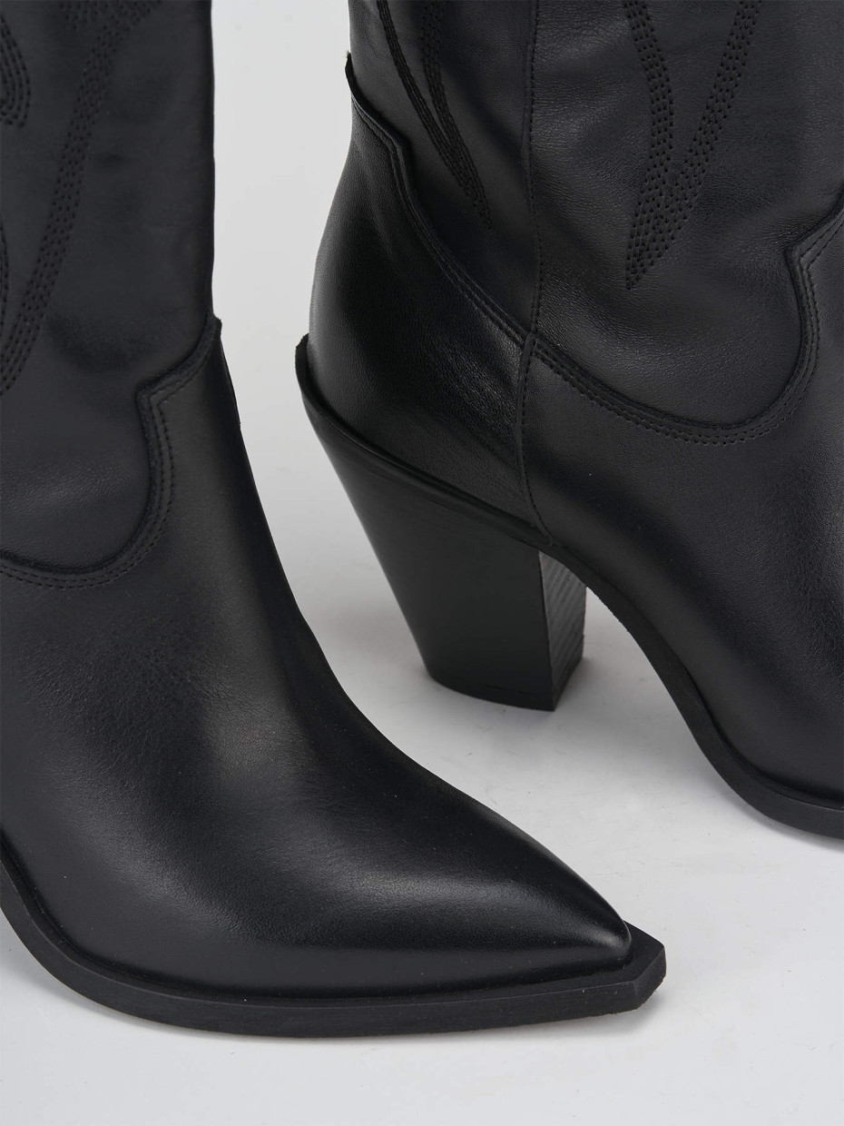 Stivale texano tacco 7 cm nero pelle Barca Stores