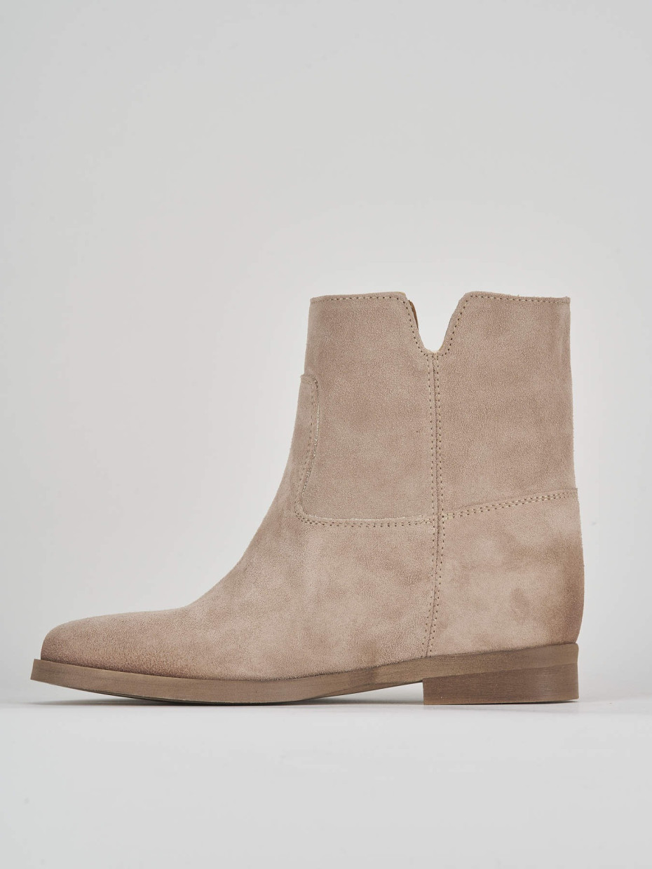 Low heel ankle boots heel 2 cm beige suede