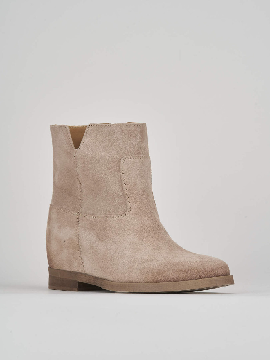 Low heel ankle boots heel 2 cm beige suede