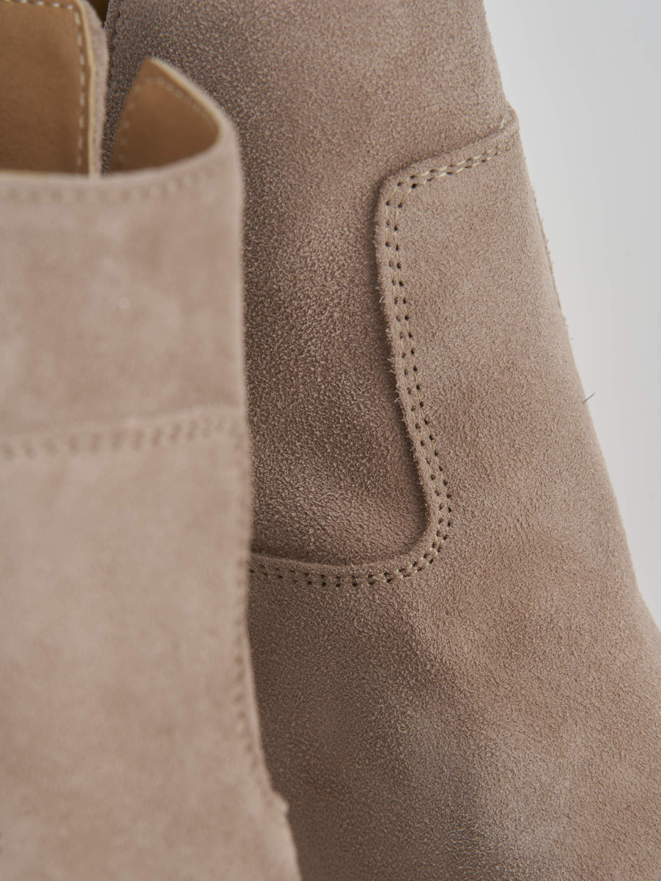 Low heel ankle boots heel 2 cm beige suede