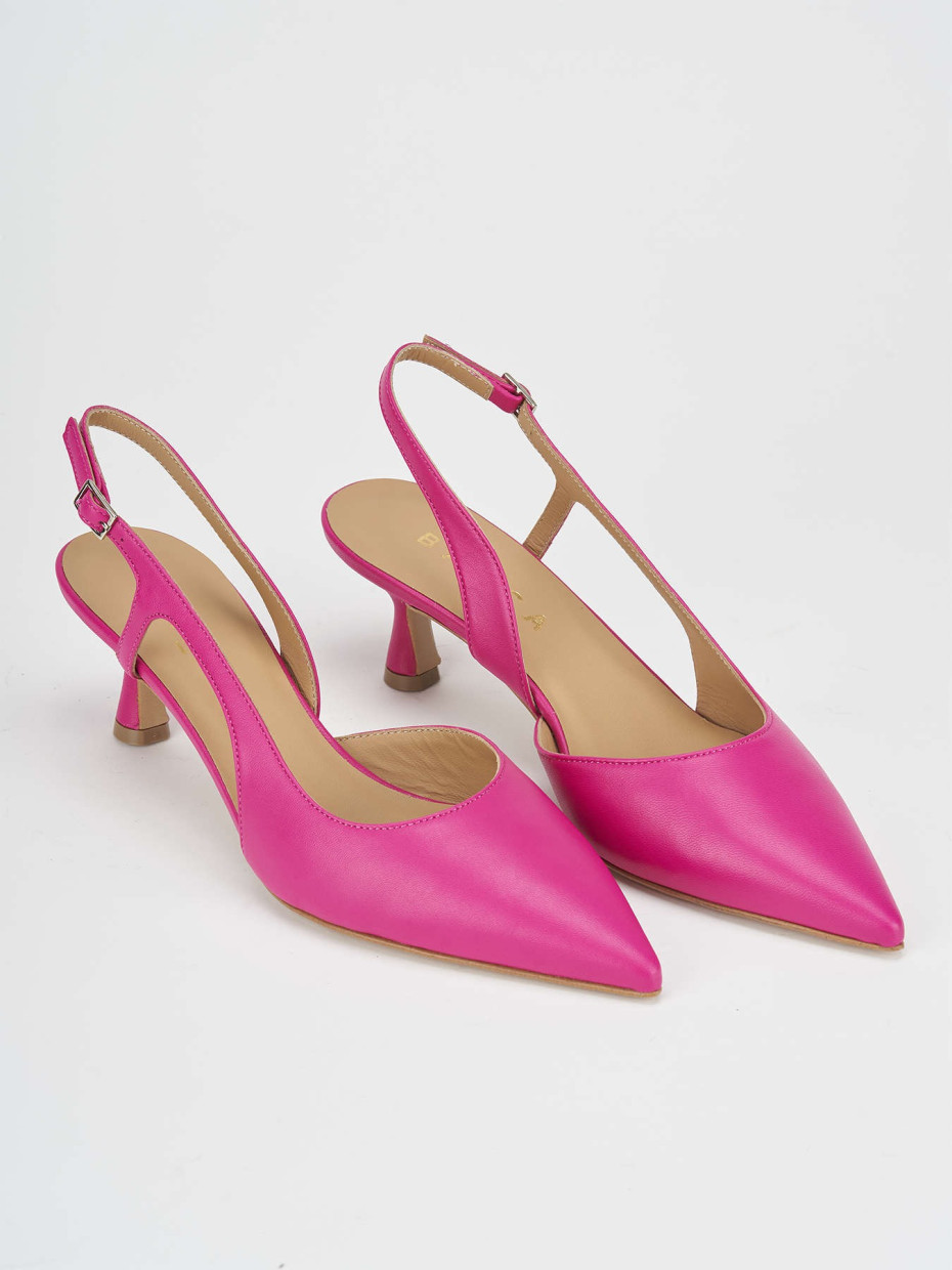 Décolleté e slingback tacco 5cm pelle rosa