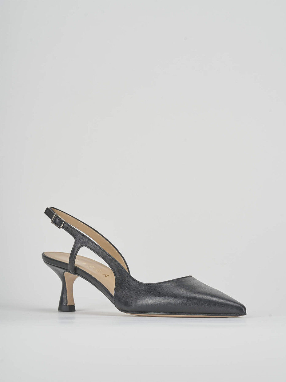 Décolleté e slingback tacco 6cm pelle nero