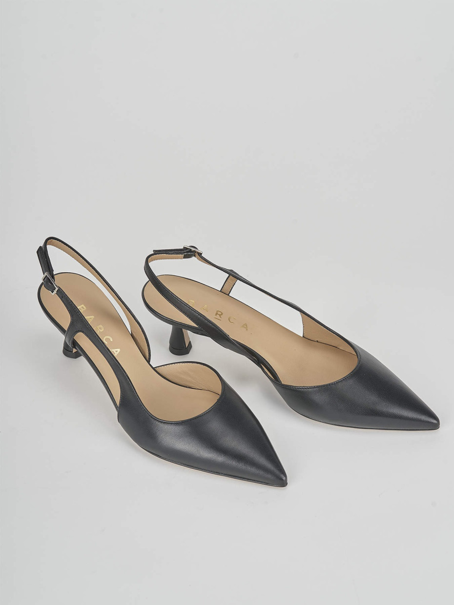 Décolleté e slingback tacco 6cm pelle nero