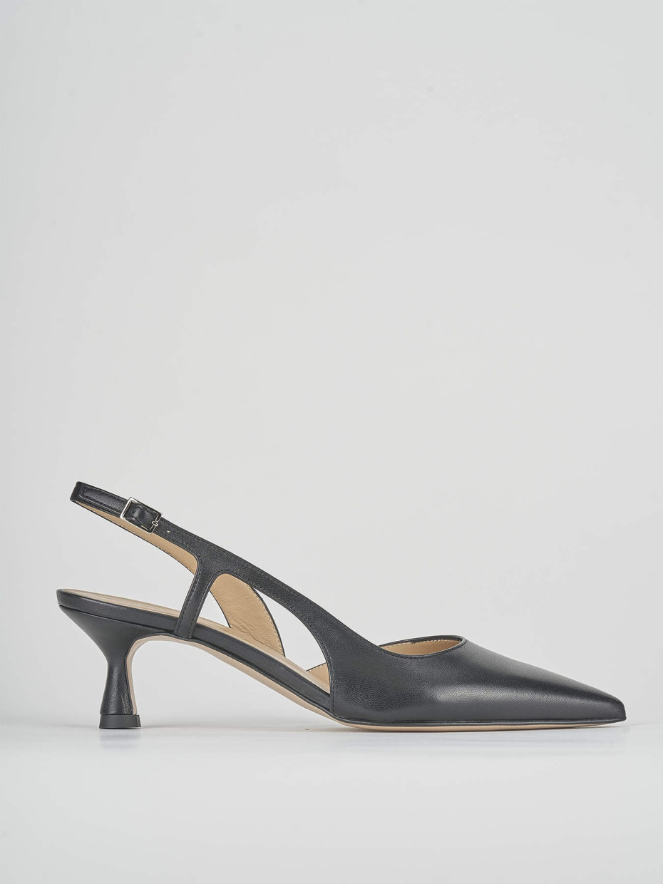 Décolleté e slingback tacco 6cm pelle nero