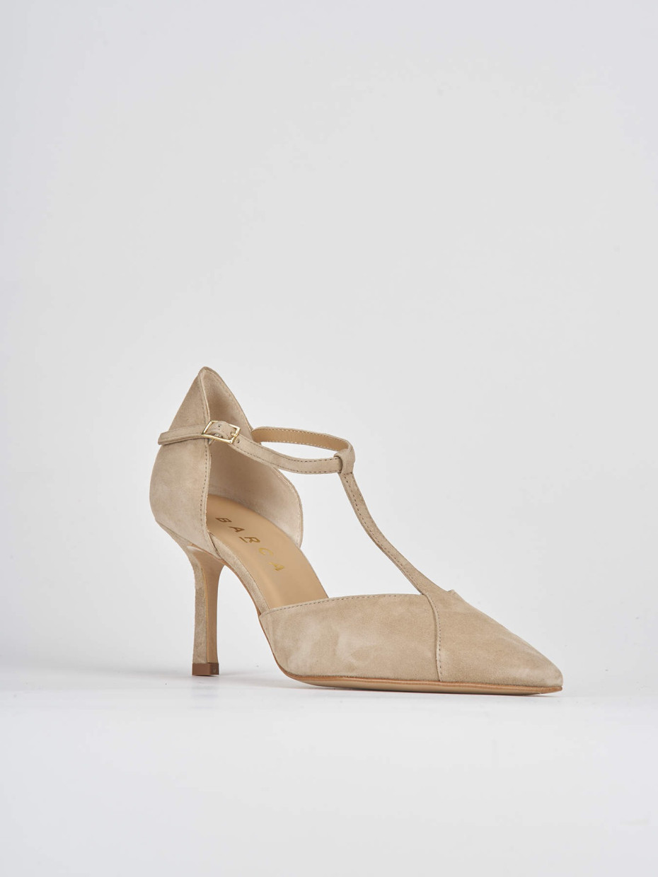Decollete e slingback tacco 8cm camoscio beige Barca Stores