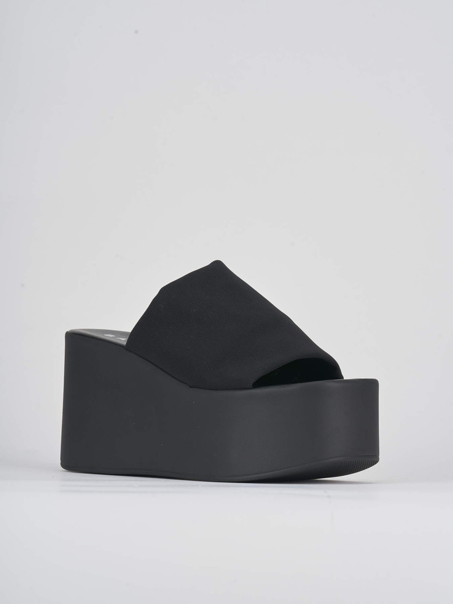 Slippers heel 9 cm black leather